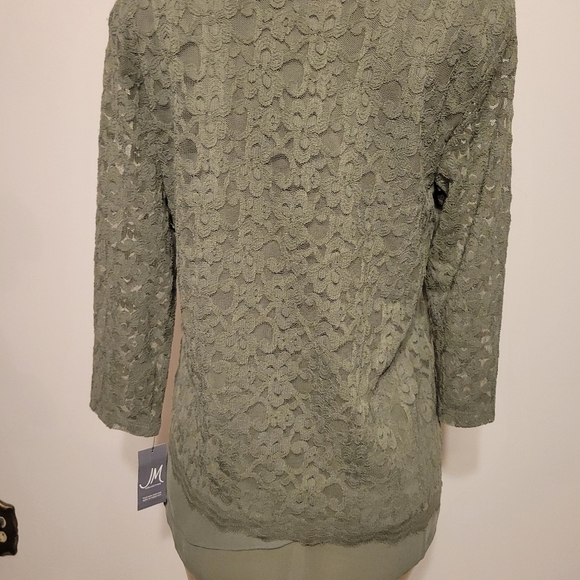 JM Jungle Collection Green Lace V Neck Medium  NWT - Picture 6 of 7
